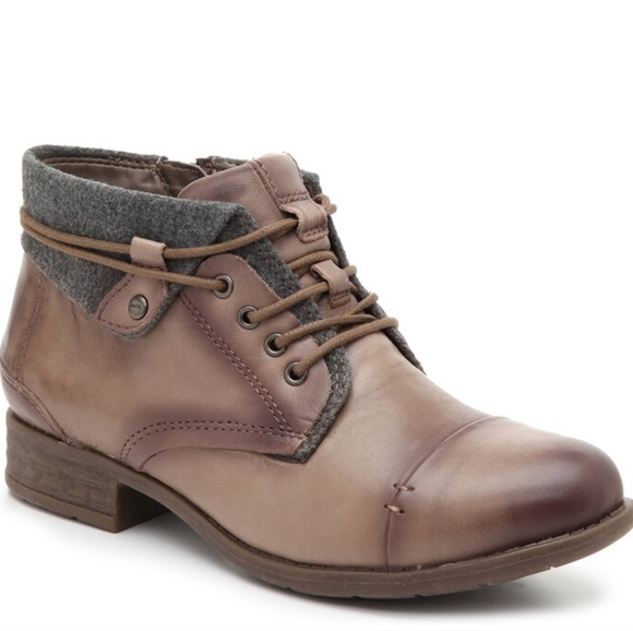 Earth Shoes - Earth Rexford Leather Lace Up Ankle Brown Boots Side Zip Women's Size 9
